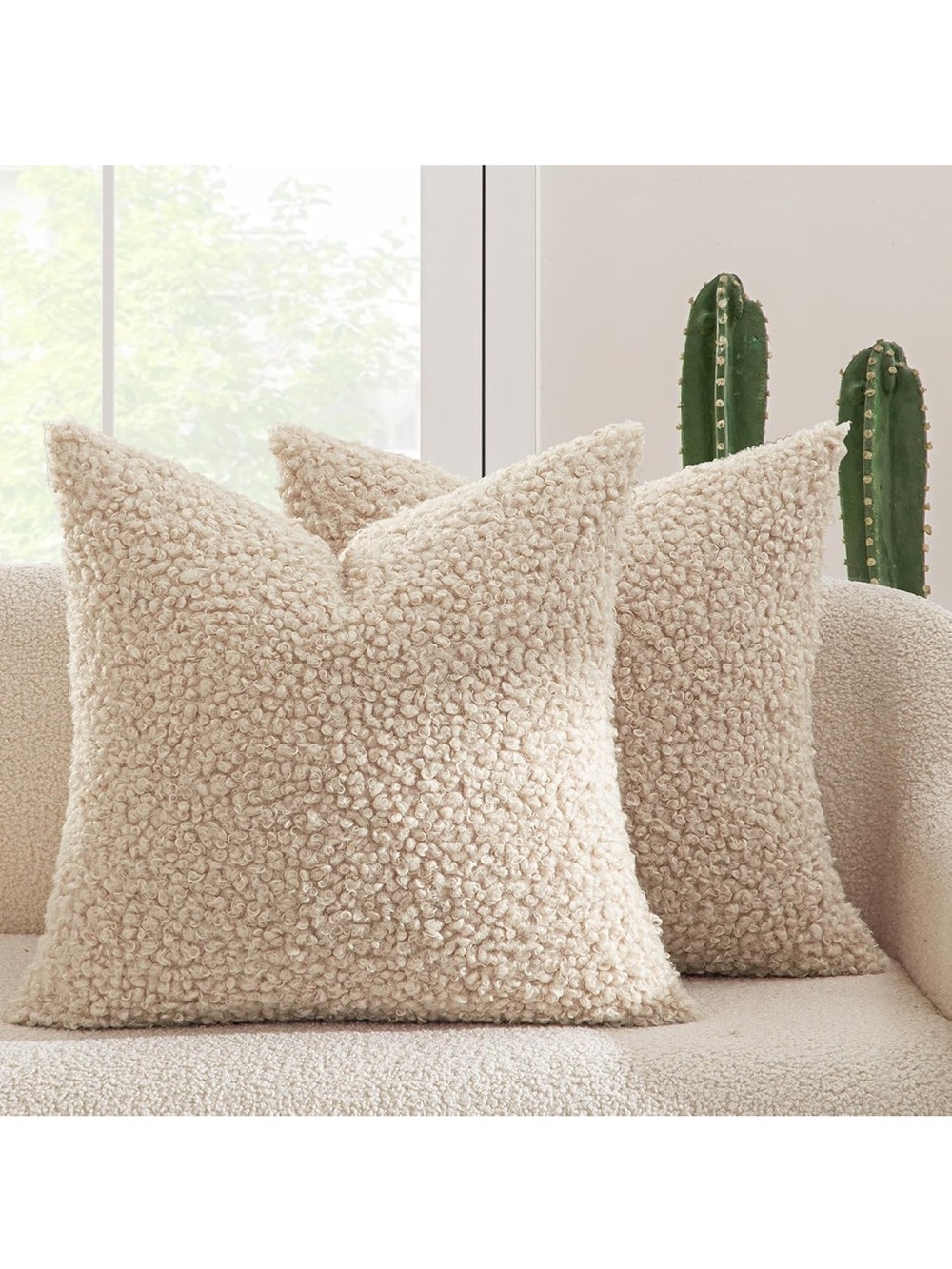 MIULEE Pack of 2 Throw Pillow Covers 22x22 Inch Neutral